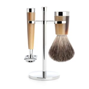 set gris premier choix rasoir surete resine corne brune muhle temps dun rasage.jpg